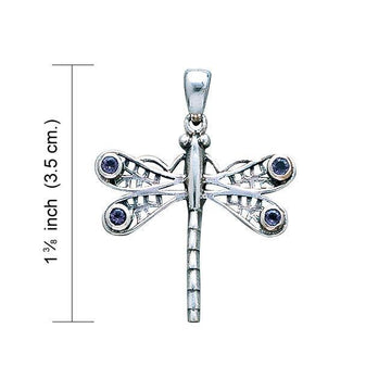 Dragonfly Sterling Silver Pendant with Gemstone WP024 - Jewelry
